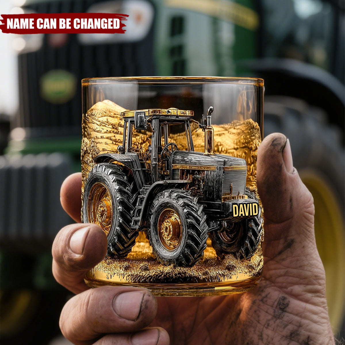 Strong Farmer - Personalized Tractor Whiskey Glass
