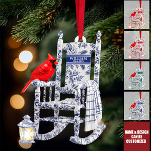 Heaven Cardinal Toile de Jouy Personalized Acrylic Ornament, Gifts For Loved Ones