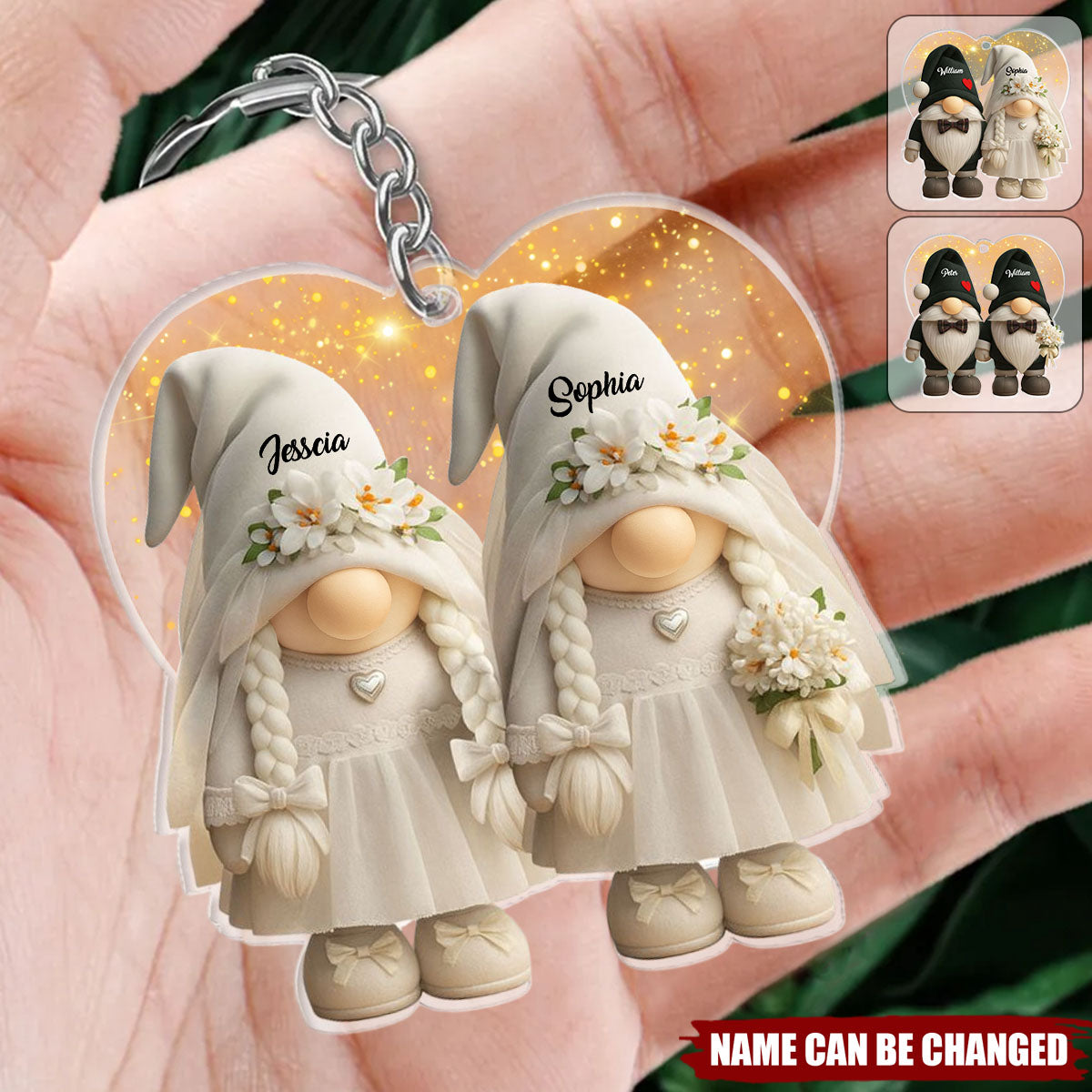 Customizable Bridal And Groom Dwarves Keychain, Personalized Custom Acrylic Keychain