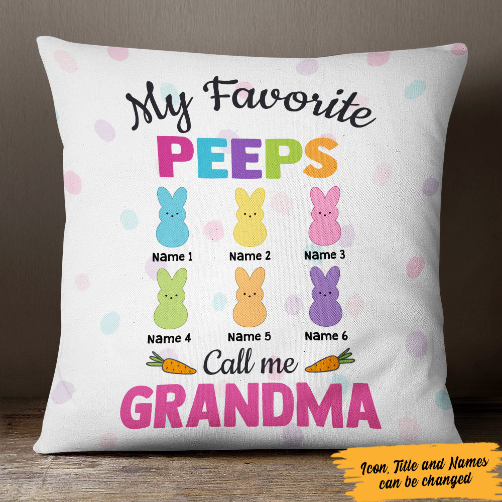 Personalized Easter Grandma Mom Bunny Throw Pillow-Peeps Grandkids Easter Day
