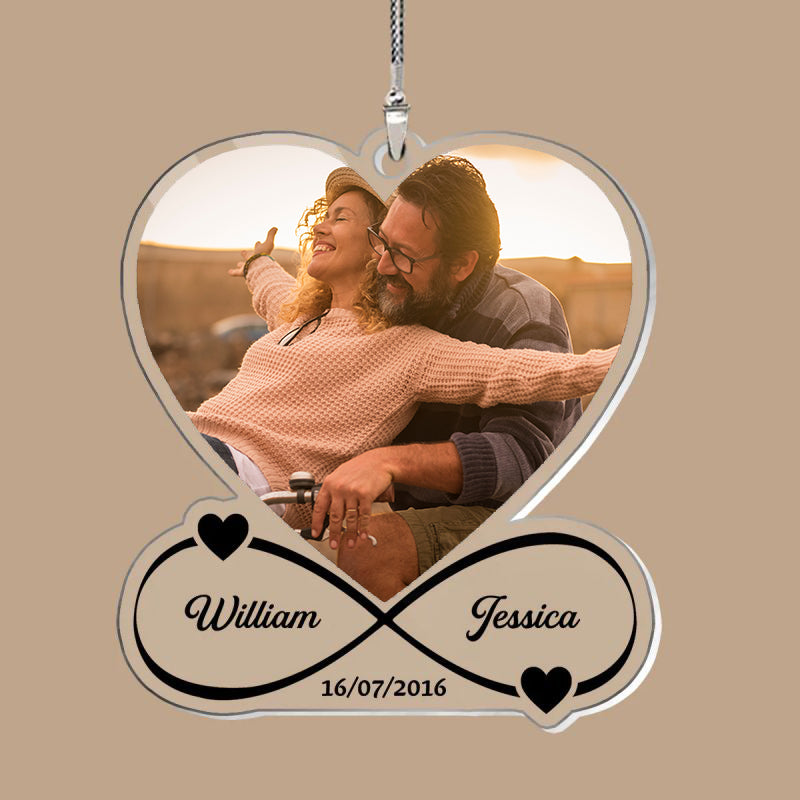 Personalized Heart Photo Couple Car Ornament - Anniversary Gift For Couple