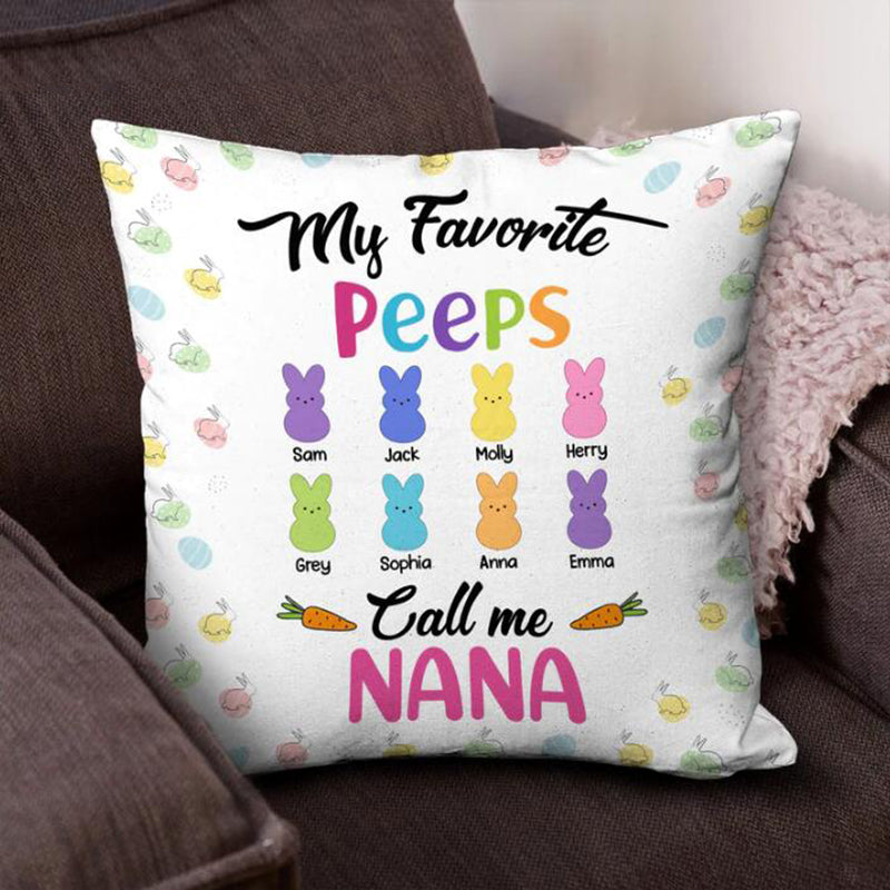 Personalized Easter Grandma Mom Bunny Throw Pillow-Peeps Grandkids Easter Day