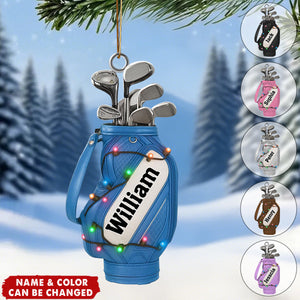 Custom Golf Bag Ornament with Name, Personalized Golf Lover Keepsake