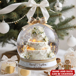 Wedding Cake First Christmas Married - Personalized Christmas Acrylic Ornament