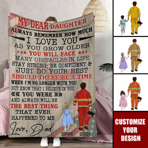 Always Remember How Much I Love You - Personalized Firefighter Dad Blanket