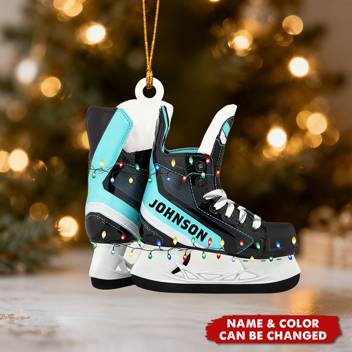 Personalized Ice Hockey Skates Custom Name Christmas Ornament