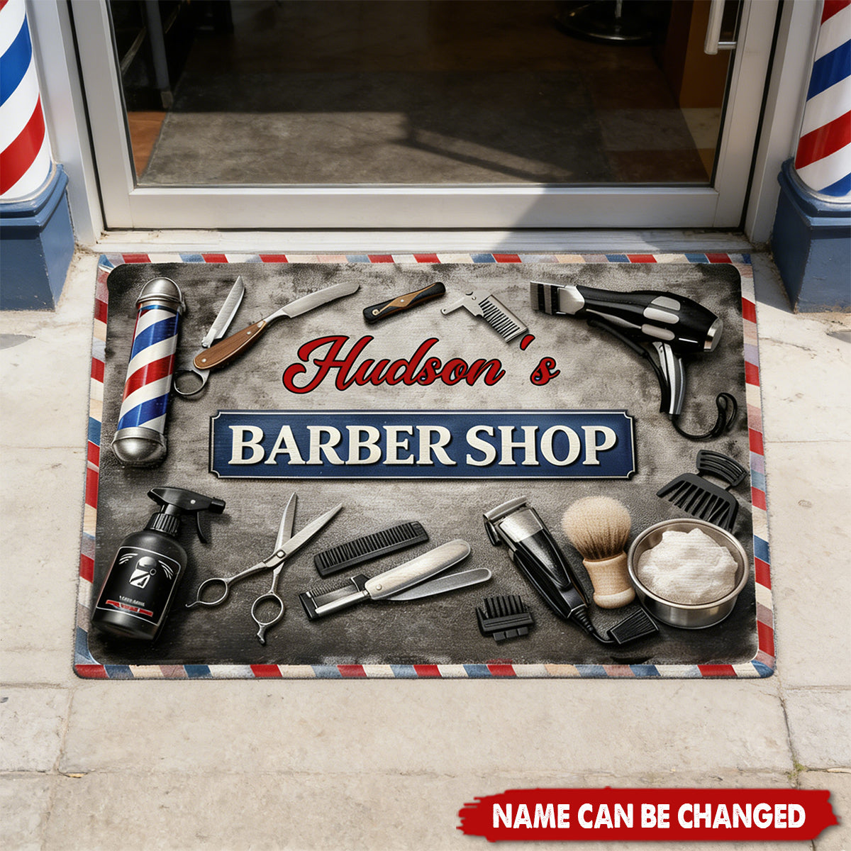 Barber Shop, Personalized Doormat, Gift For Barbers and Shop Owners