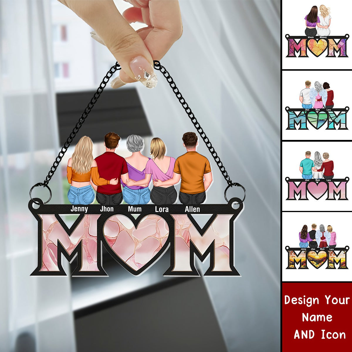 Mom And Us - Personalized Window Hanging Suncatcher Ornament