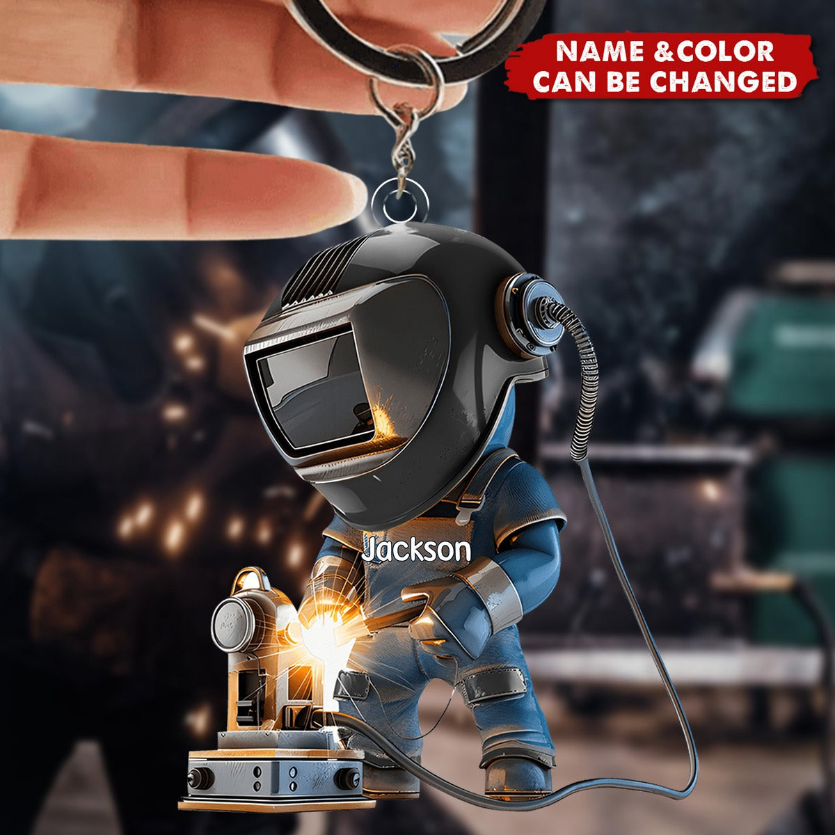 Working Welder Personalized Keychain, Gift For Welder