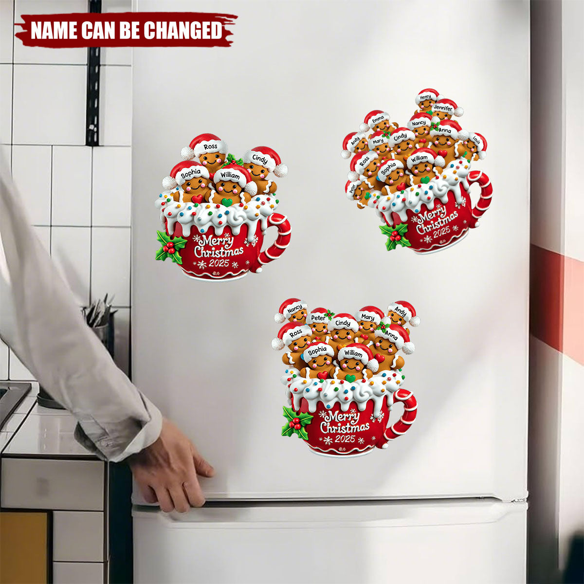 Merry Christmas - Personalized Gingerbread Family Decal