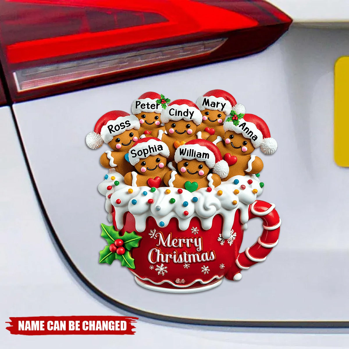 Personalized Merry Christmas Gingerbread Family Decal
