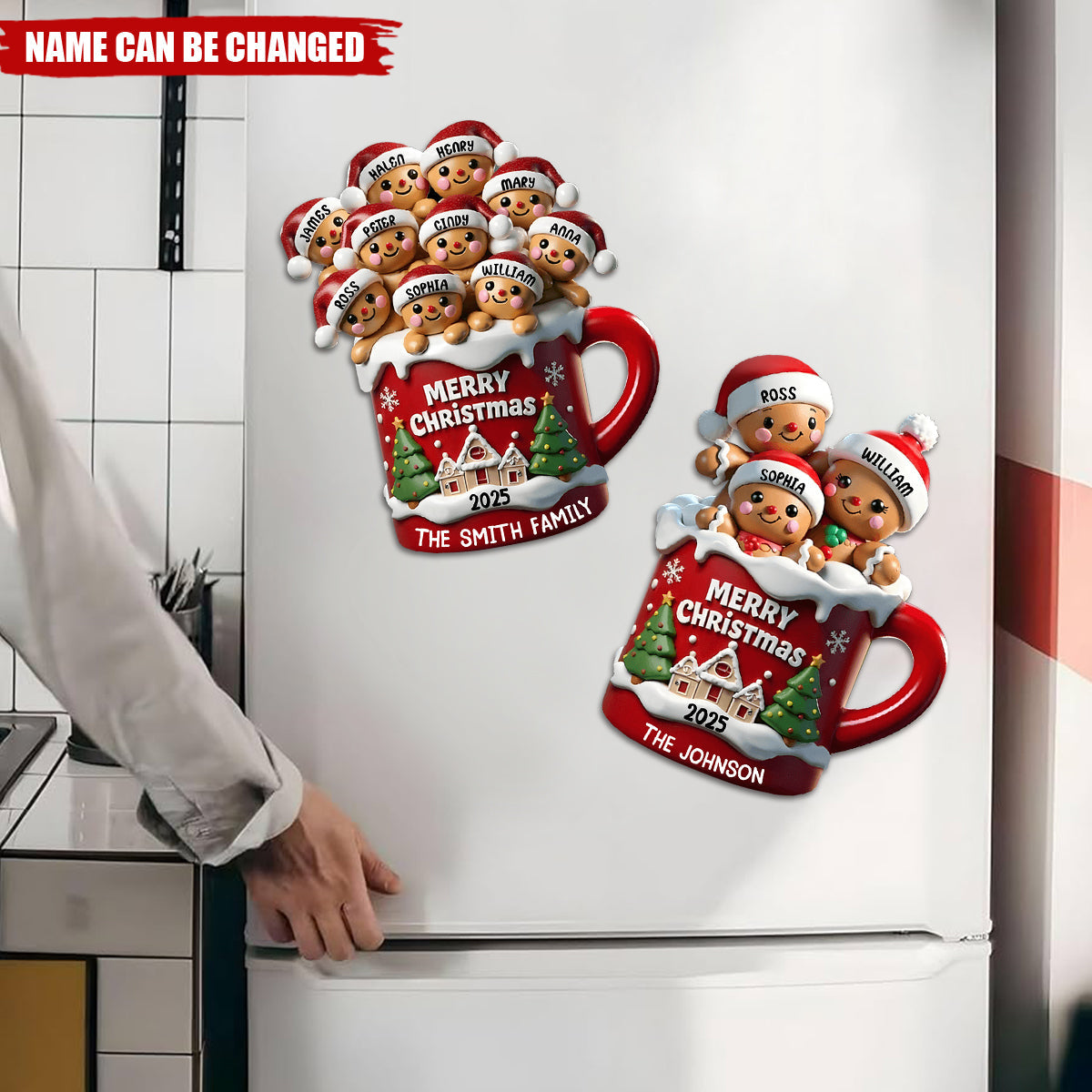 Gingerbread Family In Hot Cocoa Christmas Personalized Decal