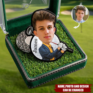 Personalized Face Photo Golf Character Golf Ball Marker Magnetic Hat Clip with Name Birthday Game Day Gift for Golf Players Lovers