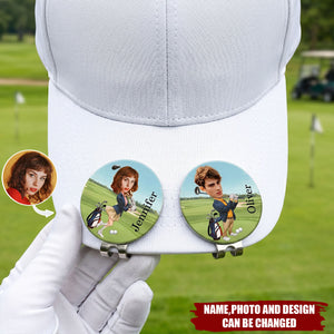 Personalized Face Photo Cartoon Character Golf Ball Marker Magnetic Hat Clip customizable with Name Birthday Game Day Gift for Golf Player