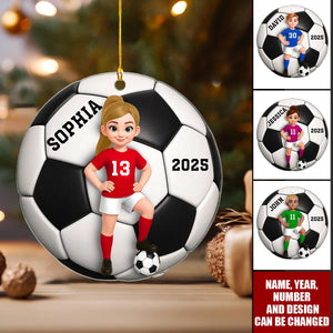 Soccer Girl Boy 3D Effect - Personalized Christmas Acrylic Ornament