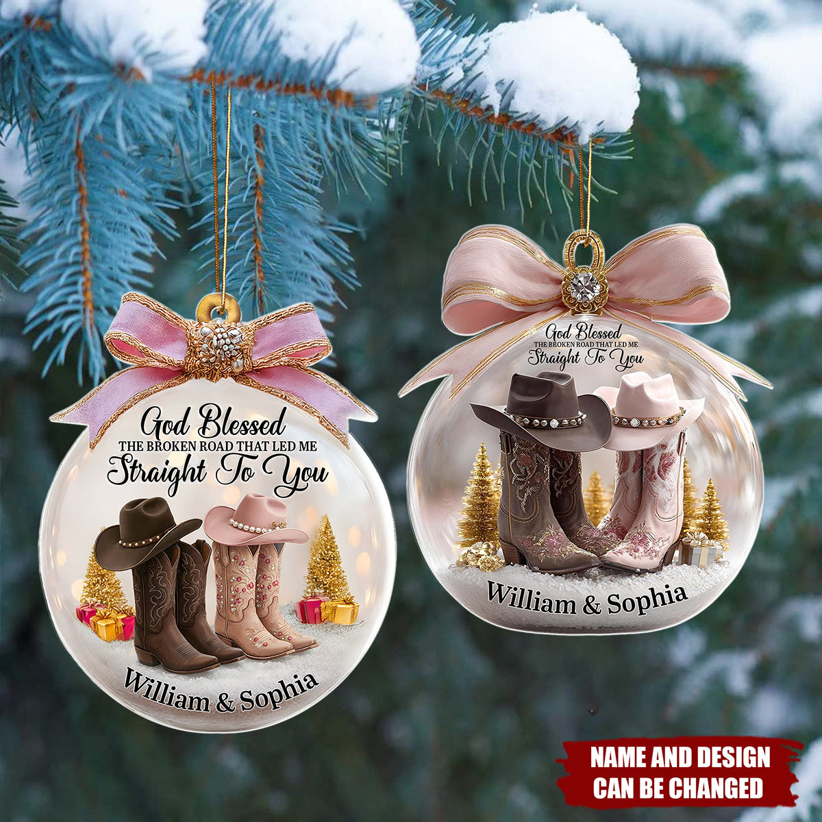 God Blessed The Broken Road That Led Me Straight To You - Personalized Christmas Acrylic Ornament