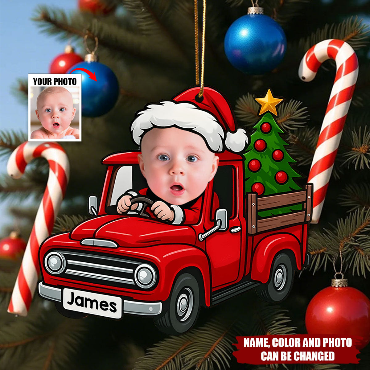 Little Santa driver - Personalized Christmas Acrylic Ornament