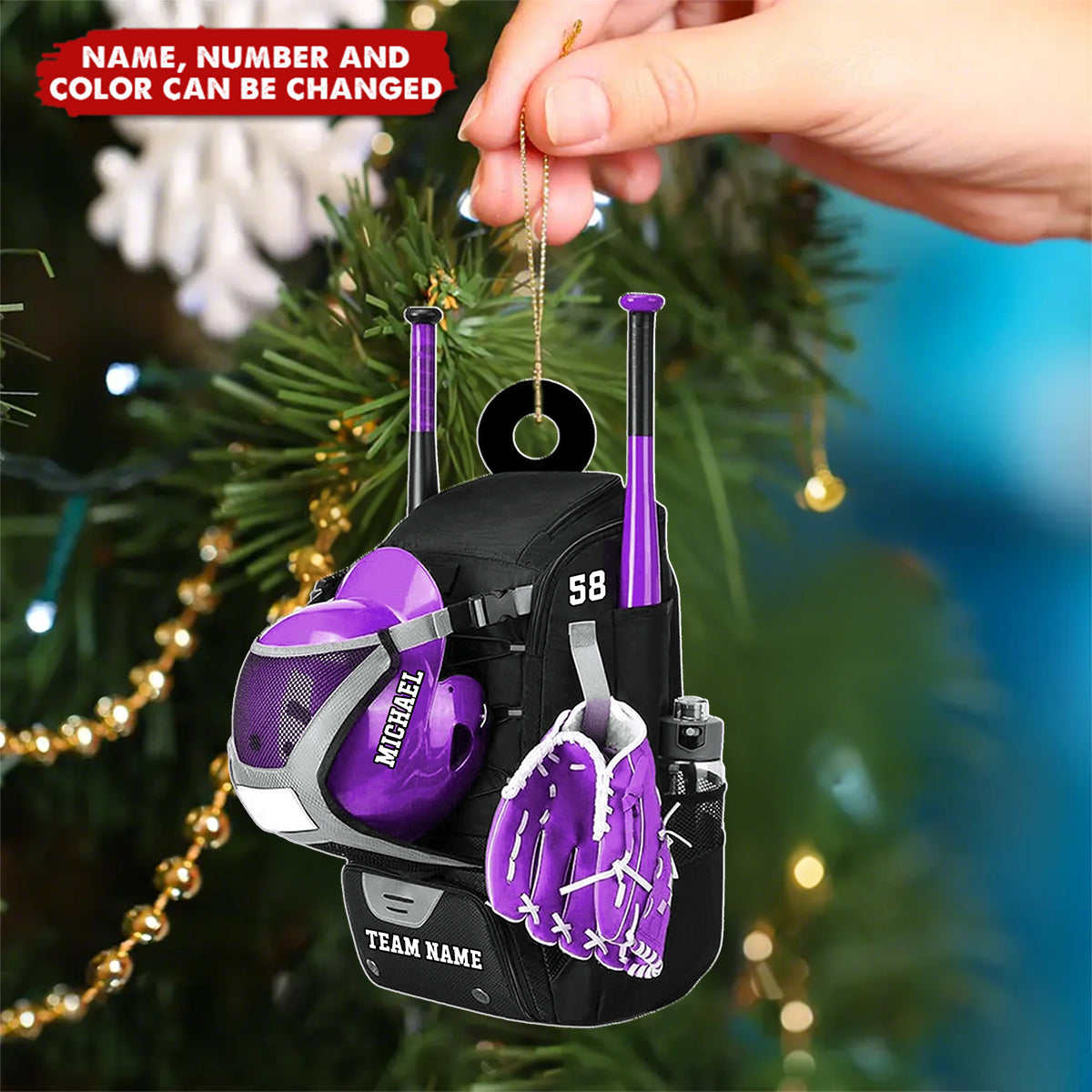 Baseball Backpack - Personalized Christmas Acrylic Ornament