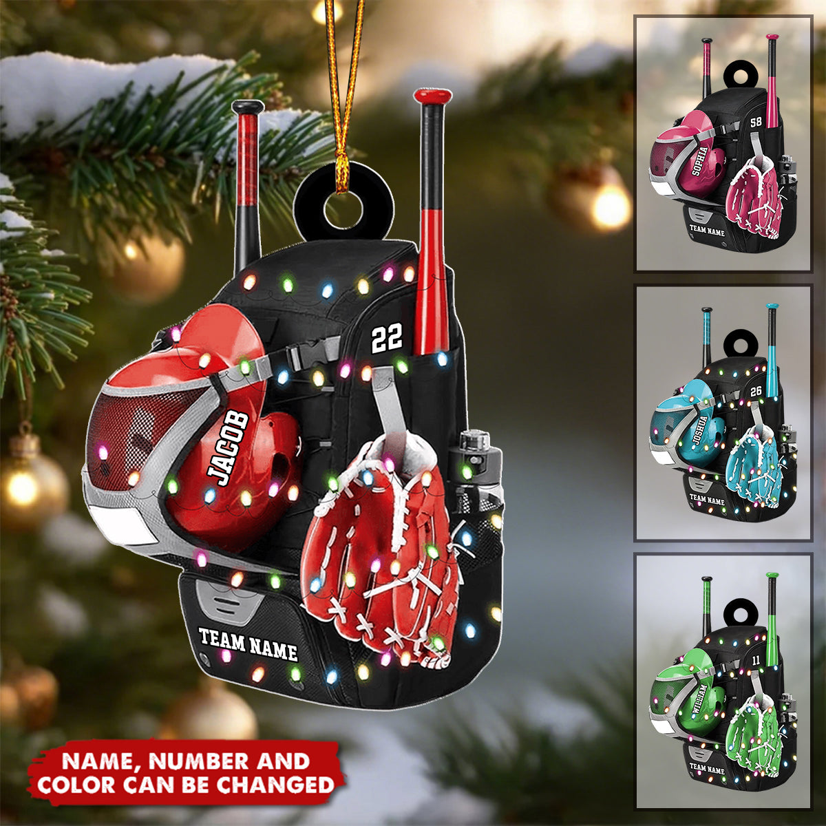Baseball Backpack - Personalized Christmas Acrylic Ornament
