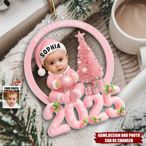 Baby Photo Beside Christmas Tree 2025 - Personalized Christmas Acrylic Ornament