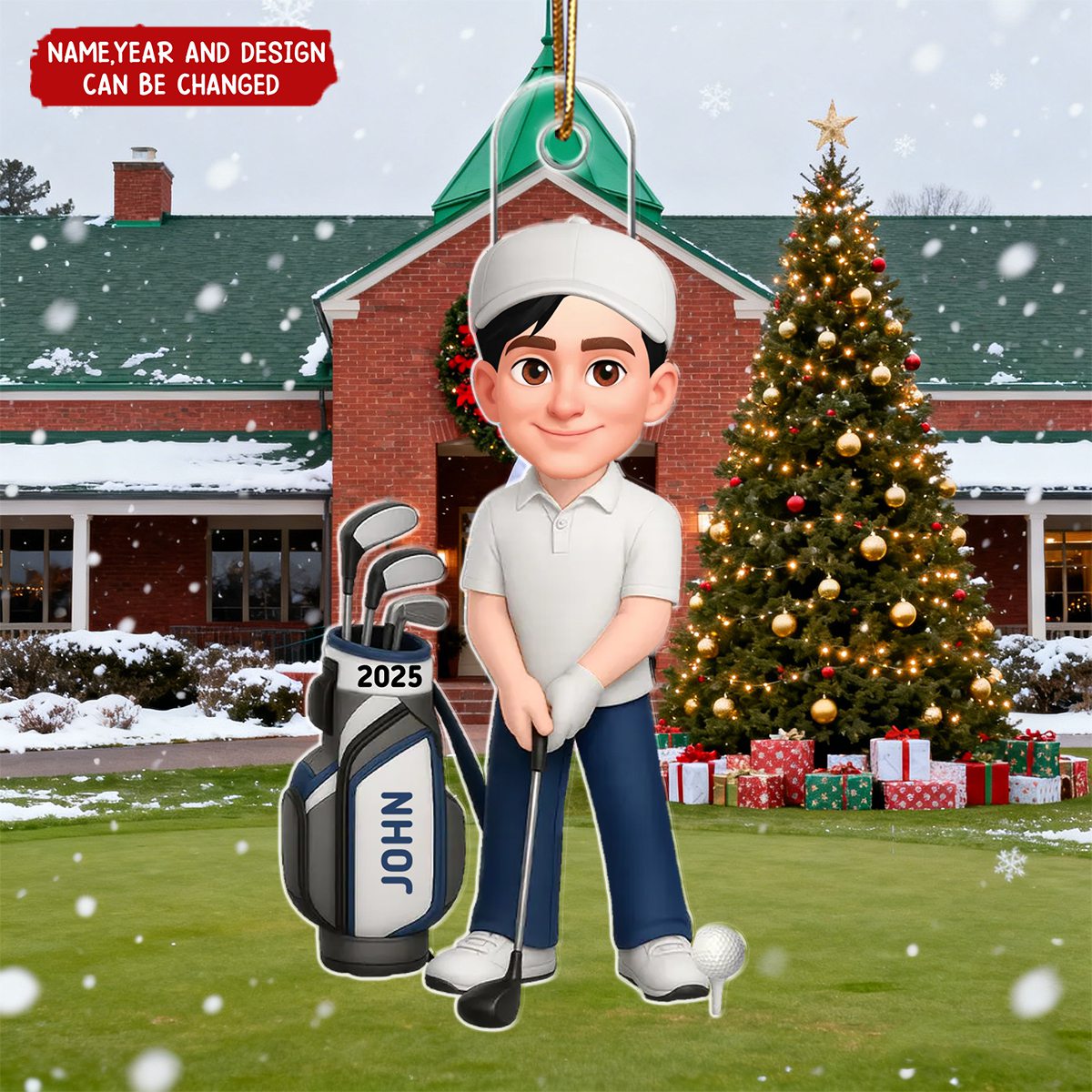Christmas Golf Man Woman - Personalized Christmas Acrylic Ornament