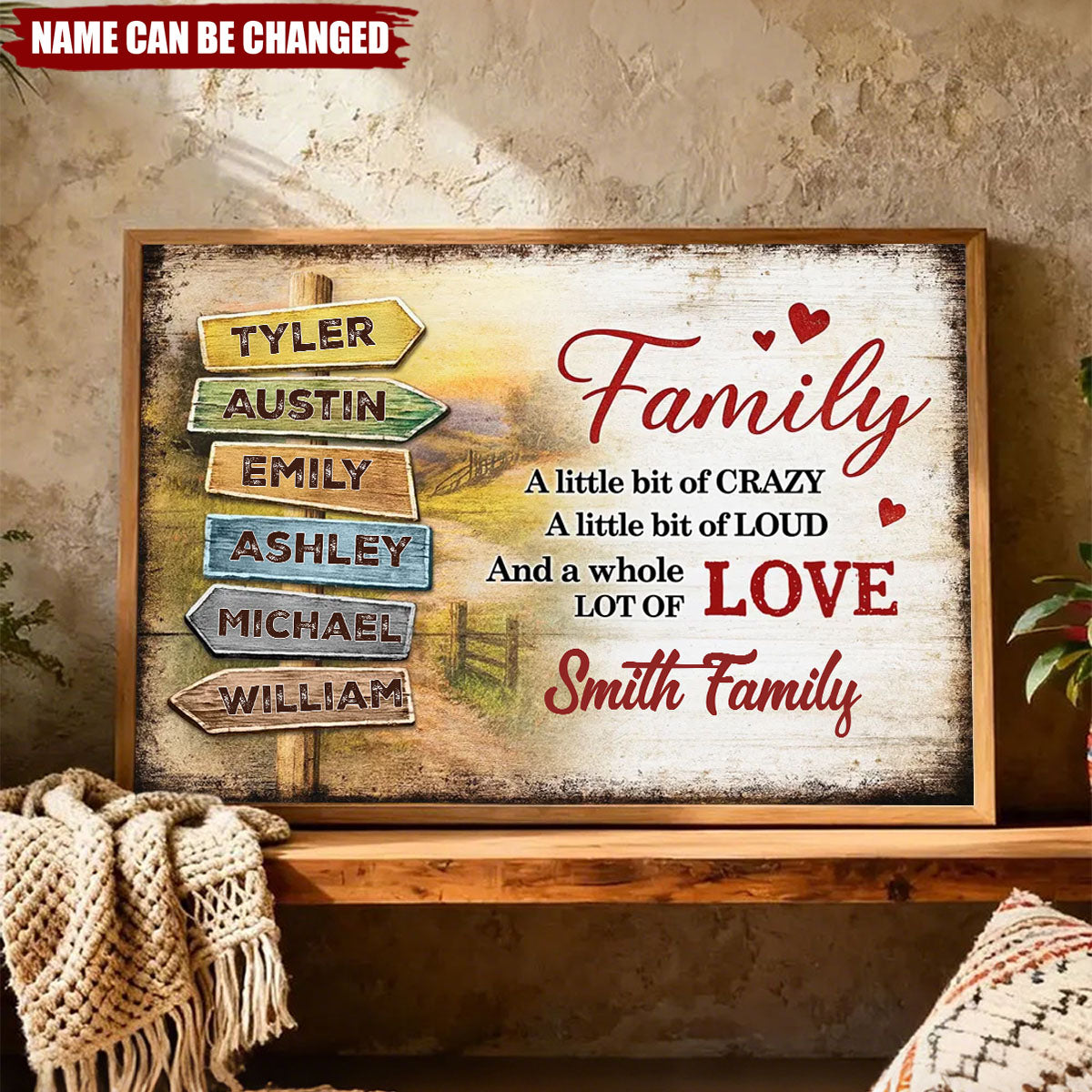 Family A Little Bit Crazy, A Whole Lot of Love - Personalized Poster - Sentimental & Timeless Gift for Parents or Grandparents, Heartwarming Home Decor