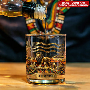 The Black Lion Dad - Personalized African American Whiskey Glass