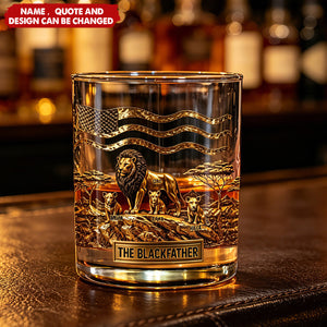 The Black Lion Dad - Personalized African American Whiskey Glass