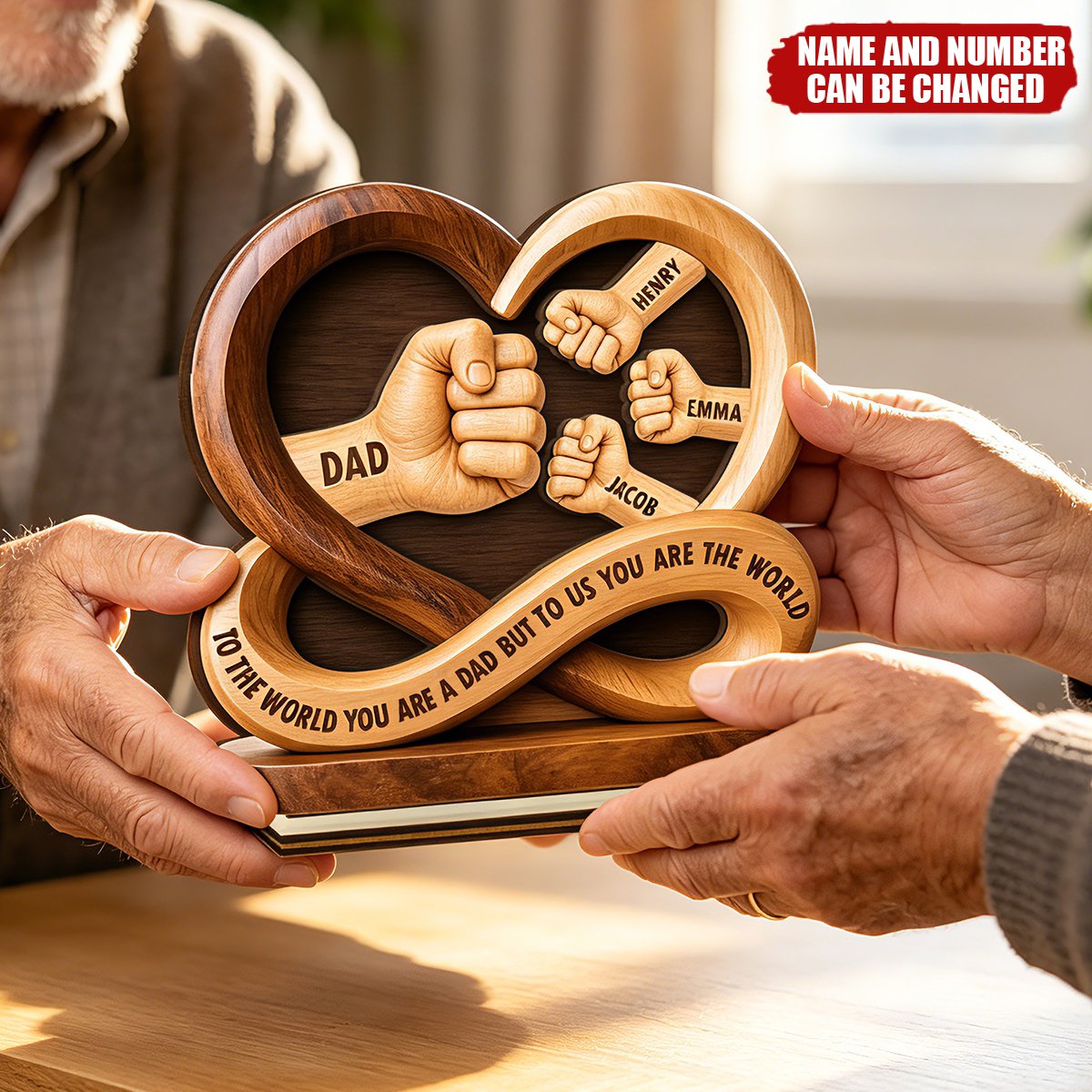Custom 2-Layered Wooden Plaque - Personalized Father's Day Birthday Gifts For Dad, Grandpa - Proud To Be Your Kids