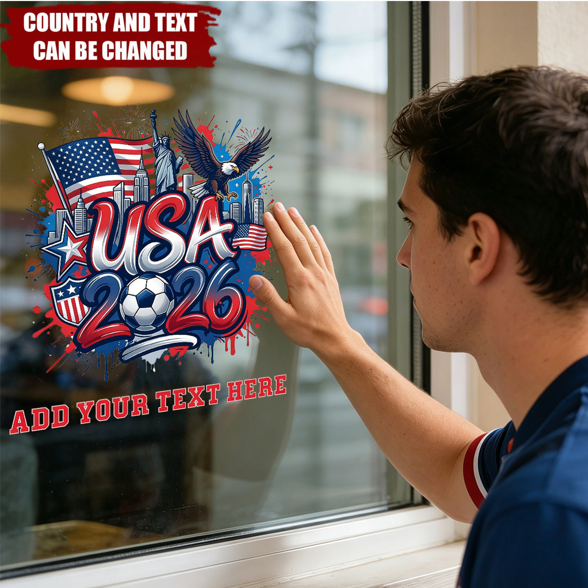 USA 2026 Soccer Fan Custom Sticker - Personalized with Your Text