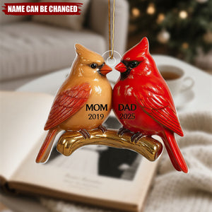 Vintage Nostalgic Cardinals Memorial Dad Mom Christmas Personalized Acrylic Ornament