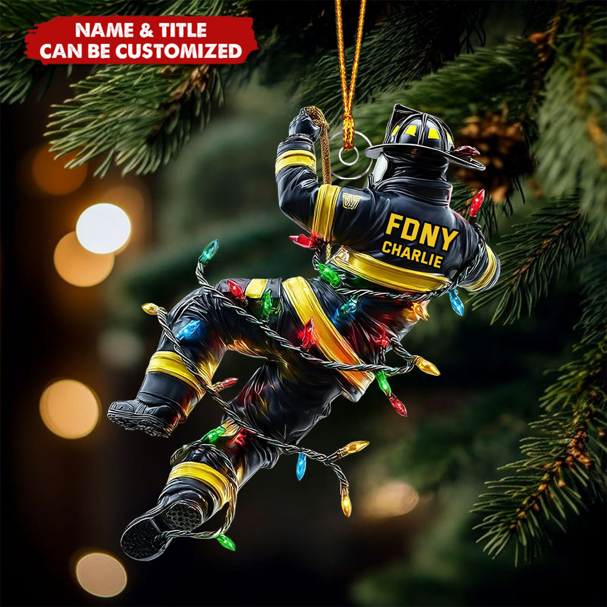 Holiday Rescue - Personalized Firefighter Acrylic Ornament
