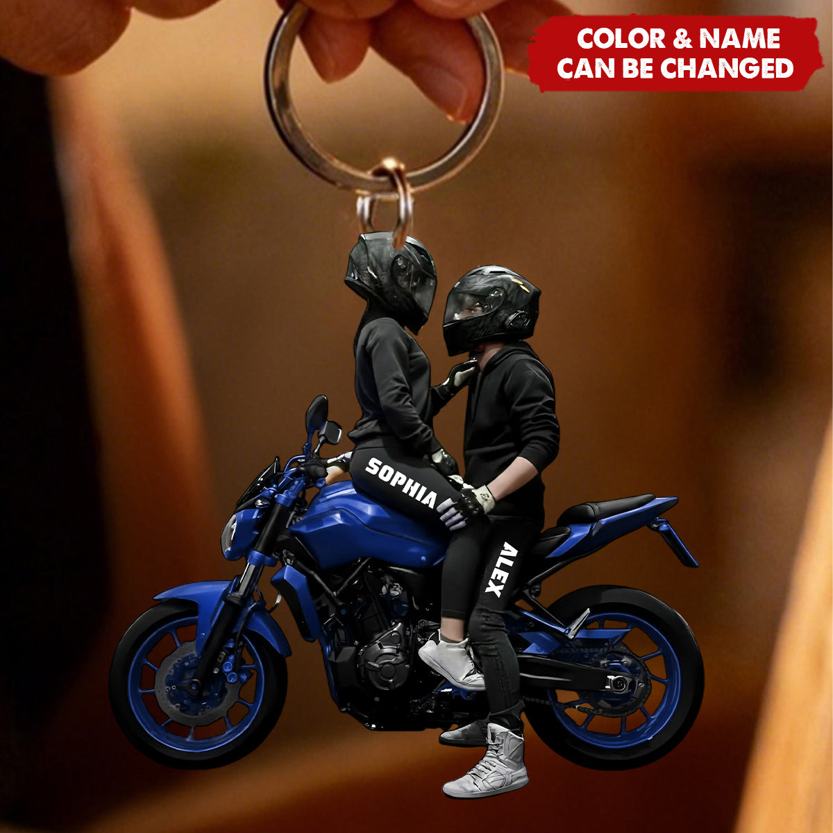 Motorbike Couple - Personalized Acrylic Keychain - Gift For Couple, Motorbiker
