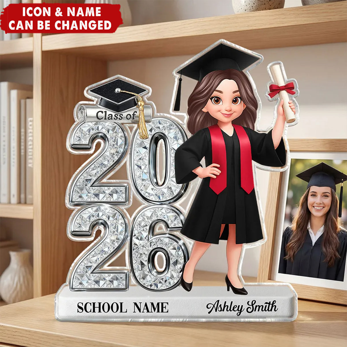 Shiny Effect Class Of 2026 2027 Senior - Personalized Acrylic Block Plaque - Graduation Gift For Graduates, Daughter, Son