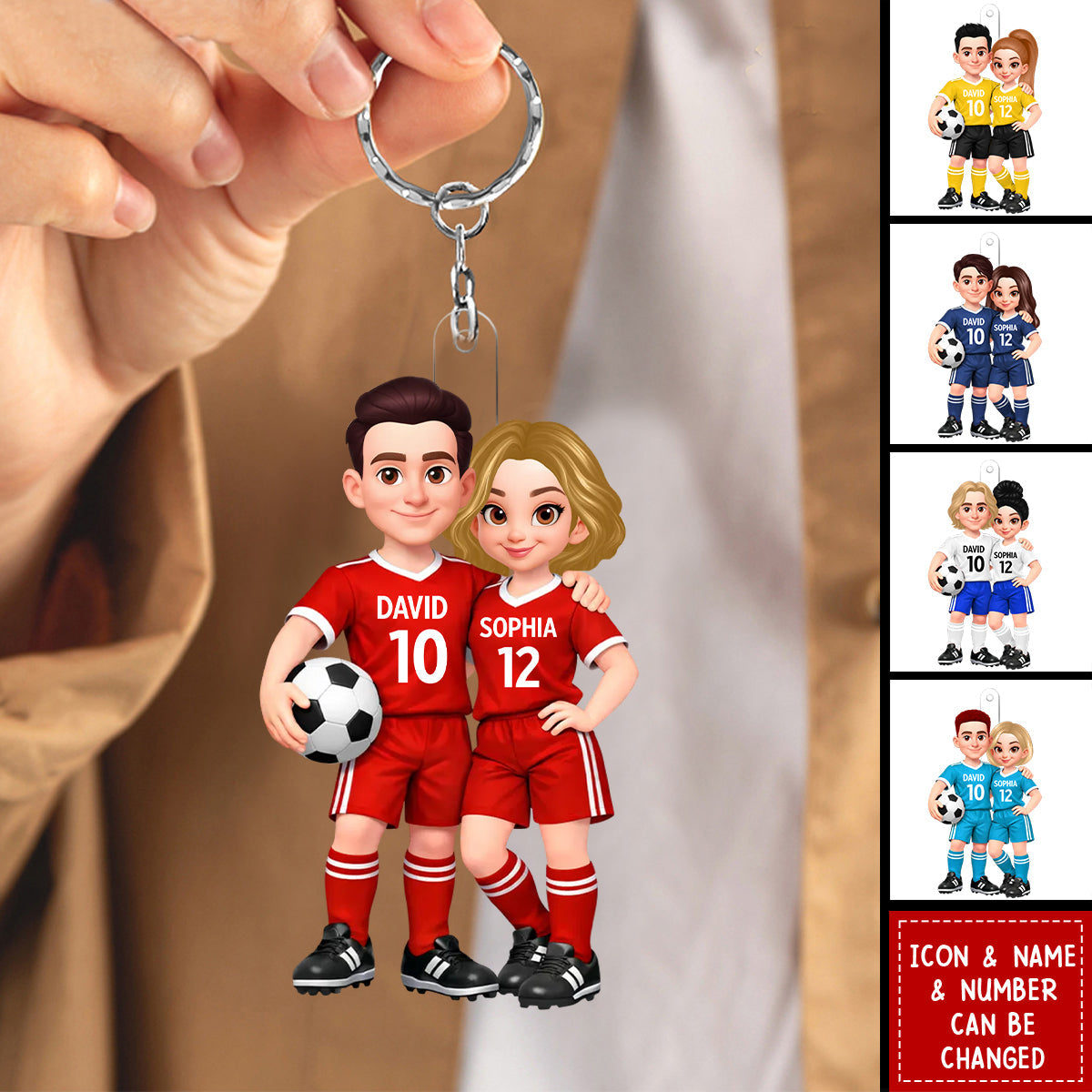 Soccer Couple I'll Always Be Your Biggest Fan Custom Action Figure - Personalized Acrylic Keychain