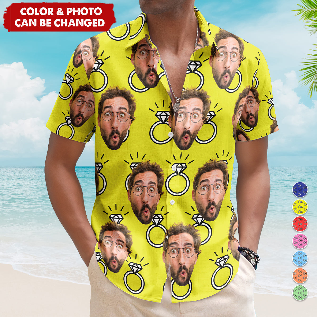 Funny Face Wedding Bachelor Party - Custom Photo Hawaiian Shirt