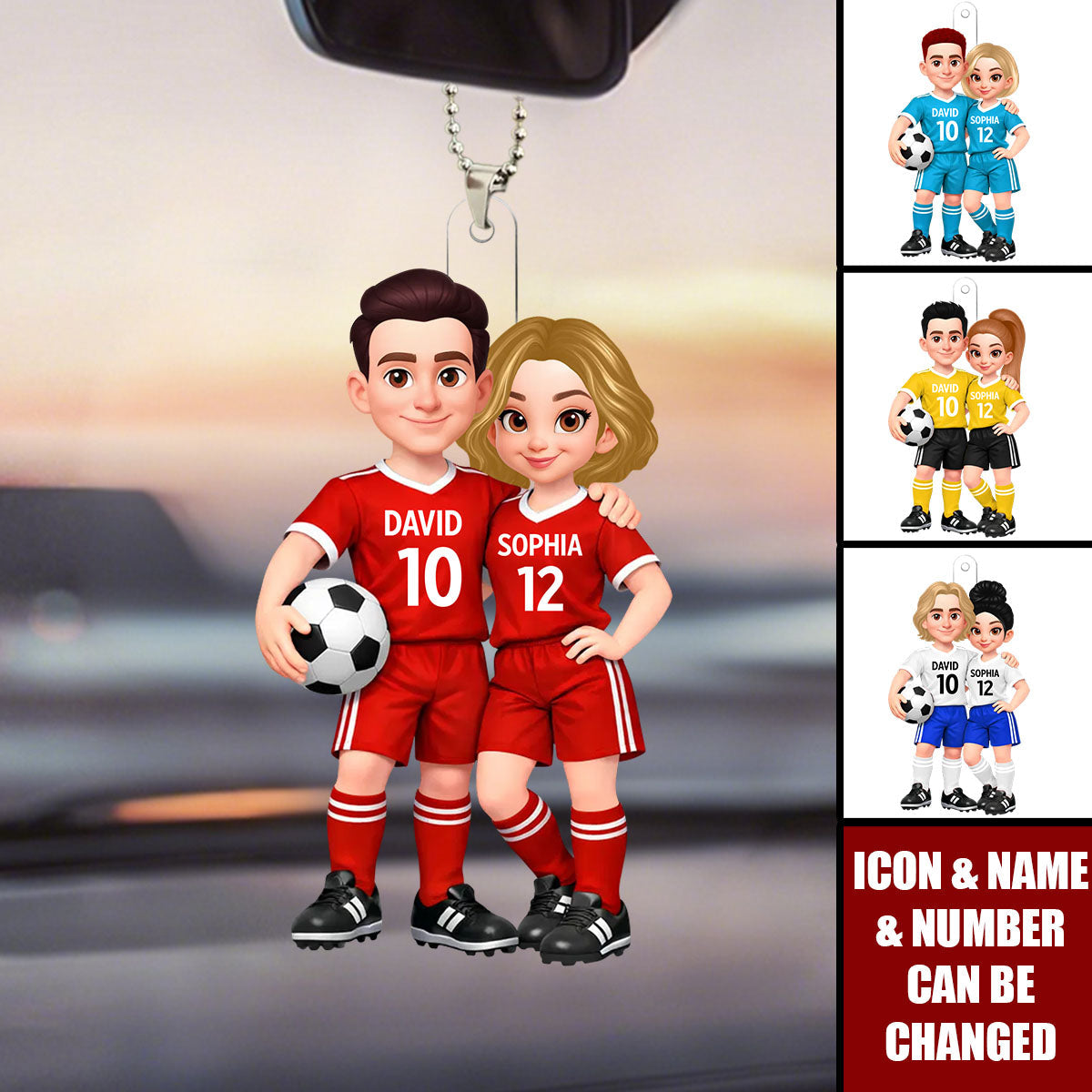 Soccer Couple I'll Always Be Your Biggest Fan Custom Action Figure - Personalized Acrylic Car Ornament