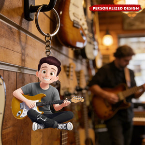 All I Need Is This Guitar - Personalized Personalized Keychain - Gifts For Music Lovers