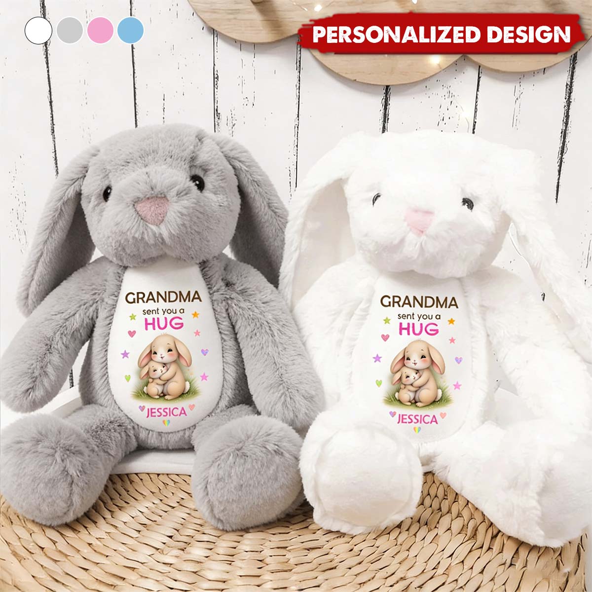 Custom Easter Bunny Plush - Family Personalized Birthday Gifts For Mom, Grandma, Family Members - Love Wrapped In A Hug