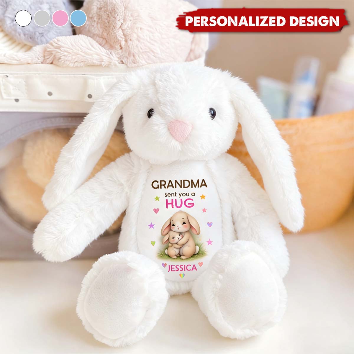Custom Easter Bunny Plush - Family Personalized Birthday Gifts For Mom, Grandma, Family Members - Love Wrapped In A Hug