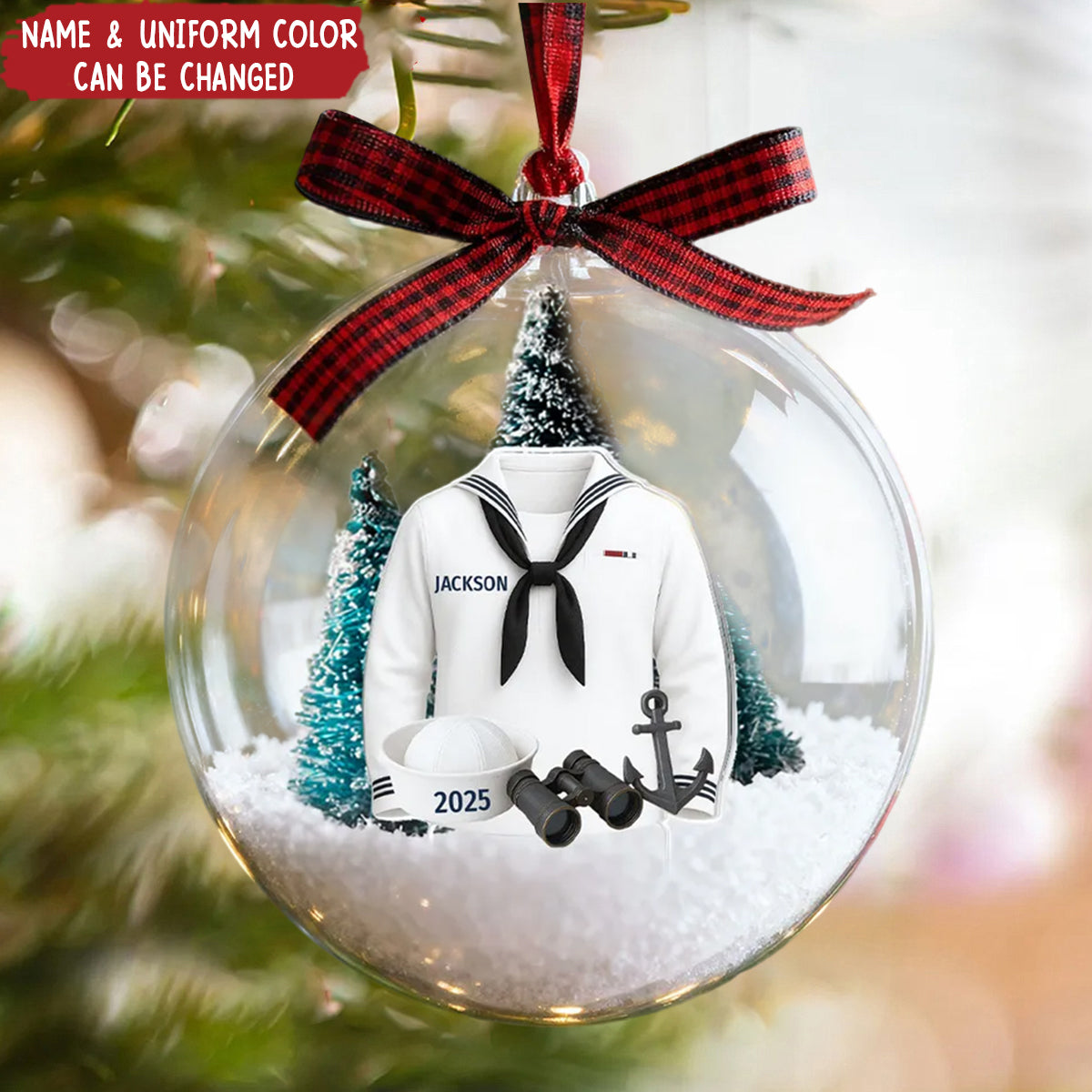 Navy Sailor Uniform - Personalized Snow Globe - Special Christmas Gift for Sailor