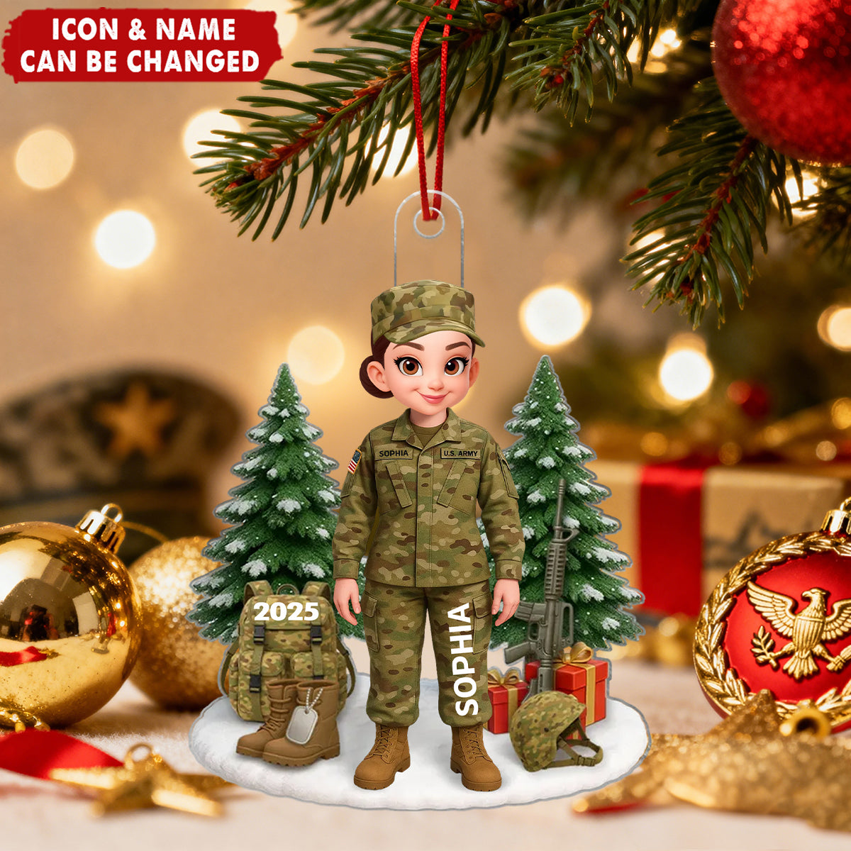 Proud Soldier - Personalized Acrylic Ornament - Special Chritsmas Gift For The Brave Soldier