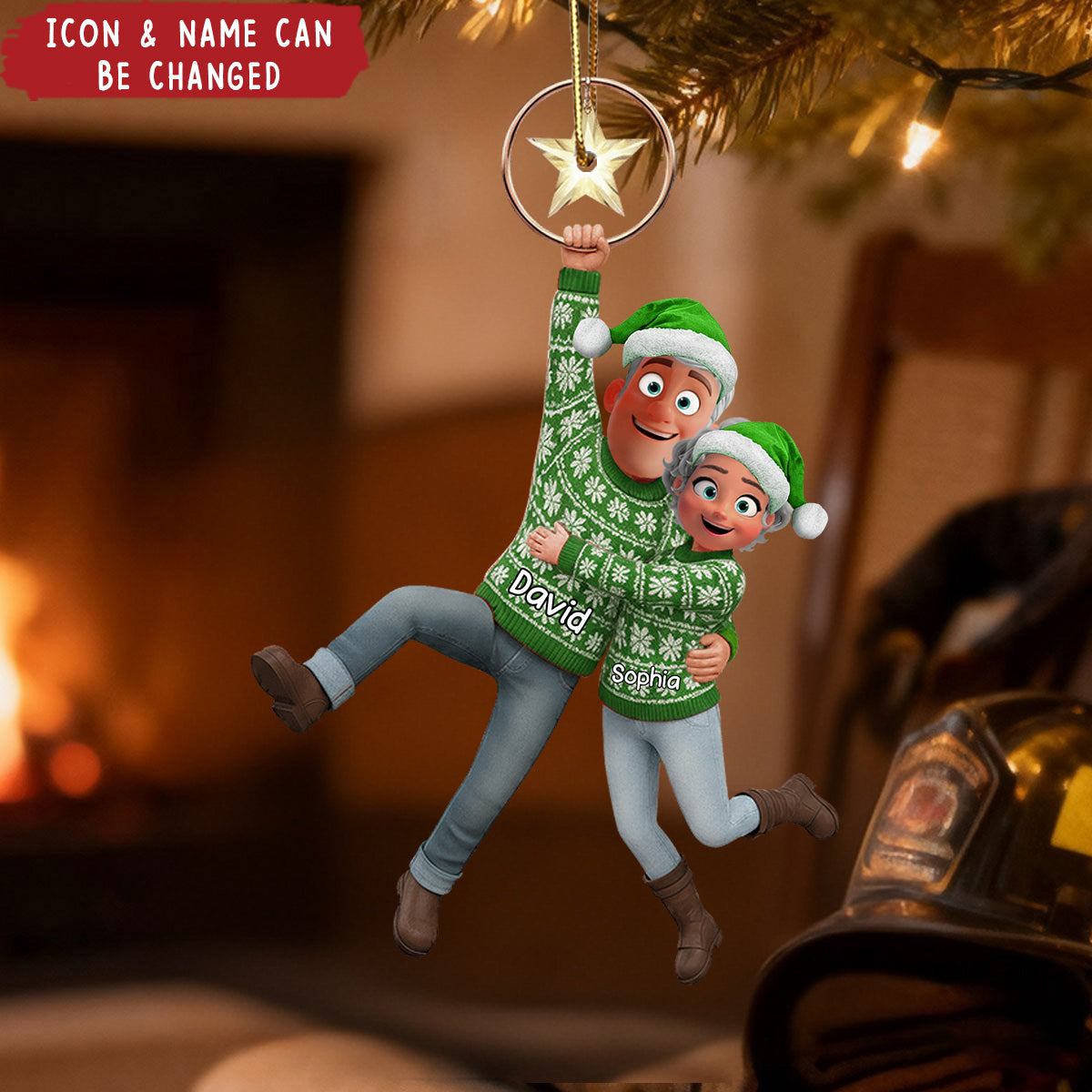 Firefighter Couple Hanging Ornament - Personalized Gifts For Couple