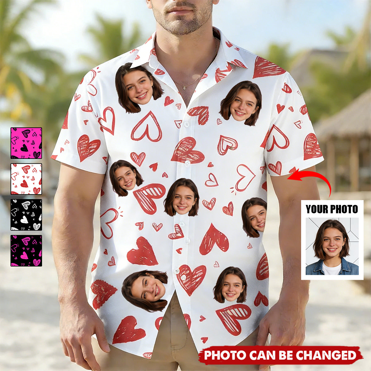 Funny Heart Custom Face Valentine's Day Gift - Custom Photo Hawaiian Shirts