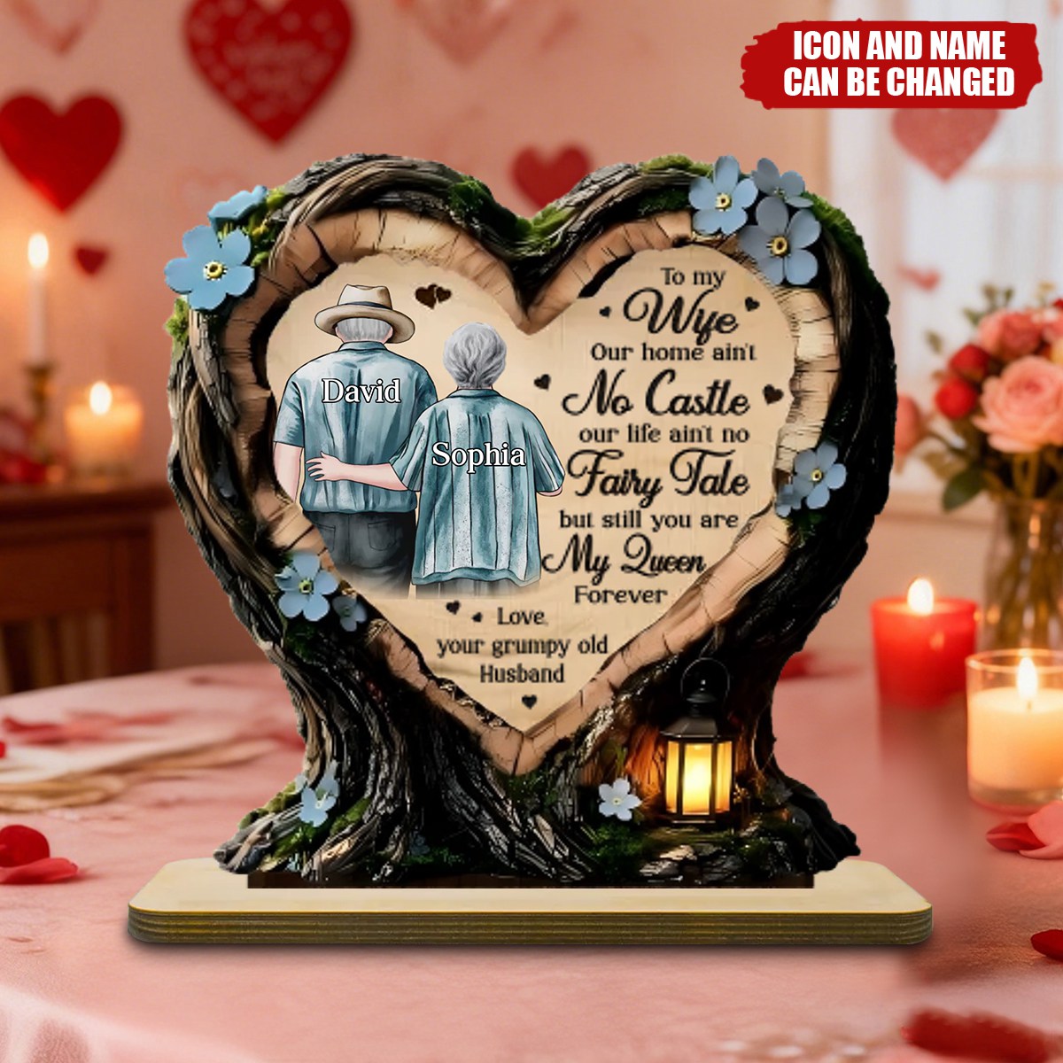 Custom 2-Layered Wooden Plaque - Anniversary Wedding Gifts For Husband And Wife - Where Love Learned To Stay
