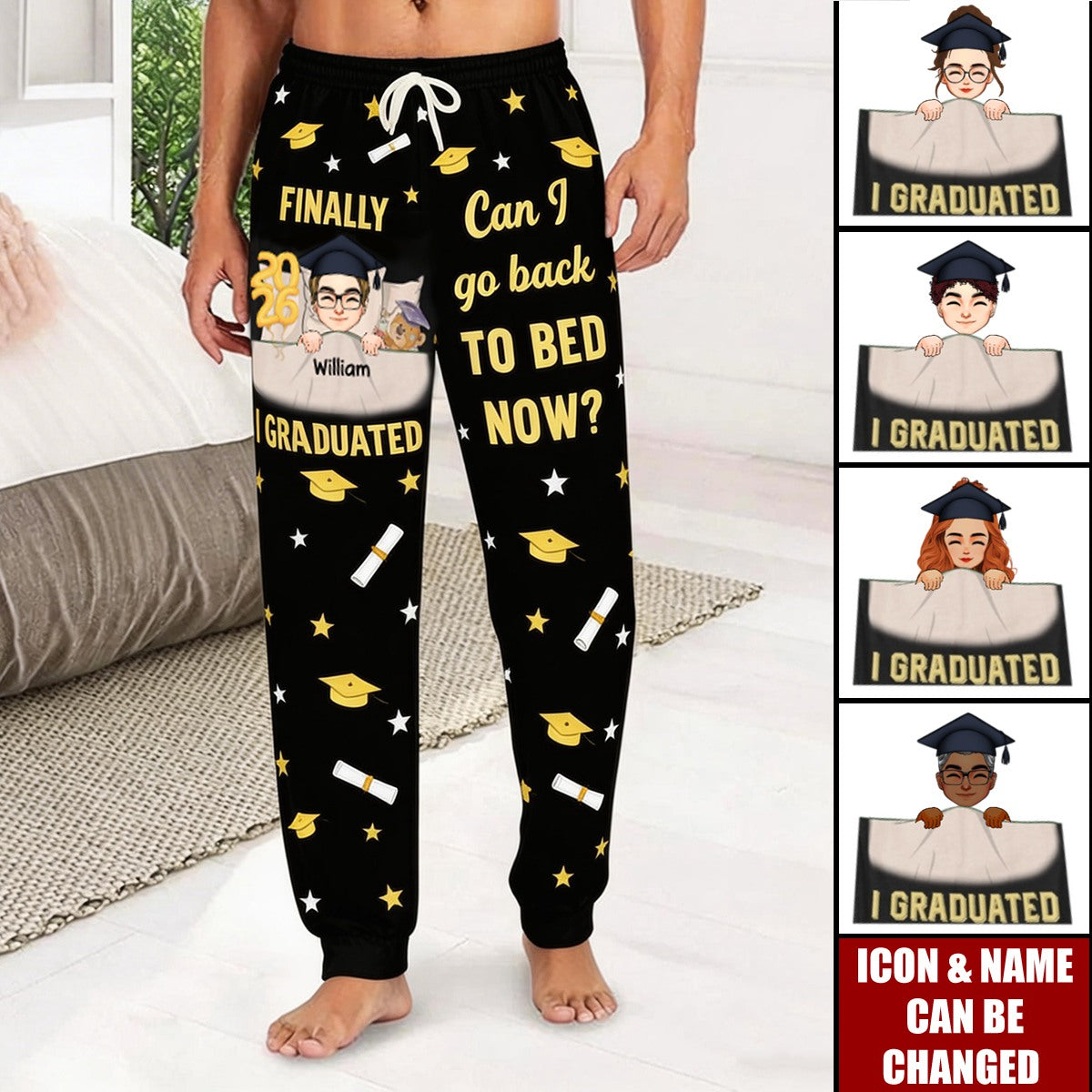 Graduation Gift I Graduated Can I Go Back To Bed - Personalized Sweatpants, Lounge Pants With Pockets