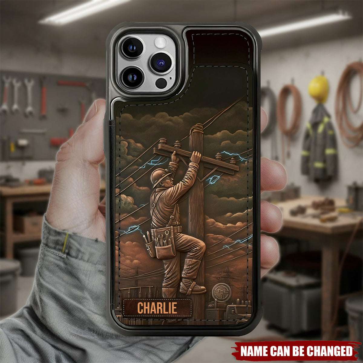 Strongest Lineman - Personalized Lineman Fully Printed Wallet Phone Case