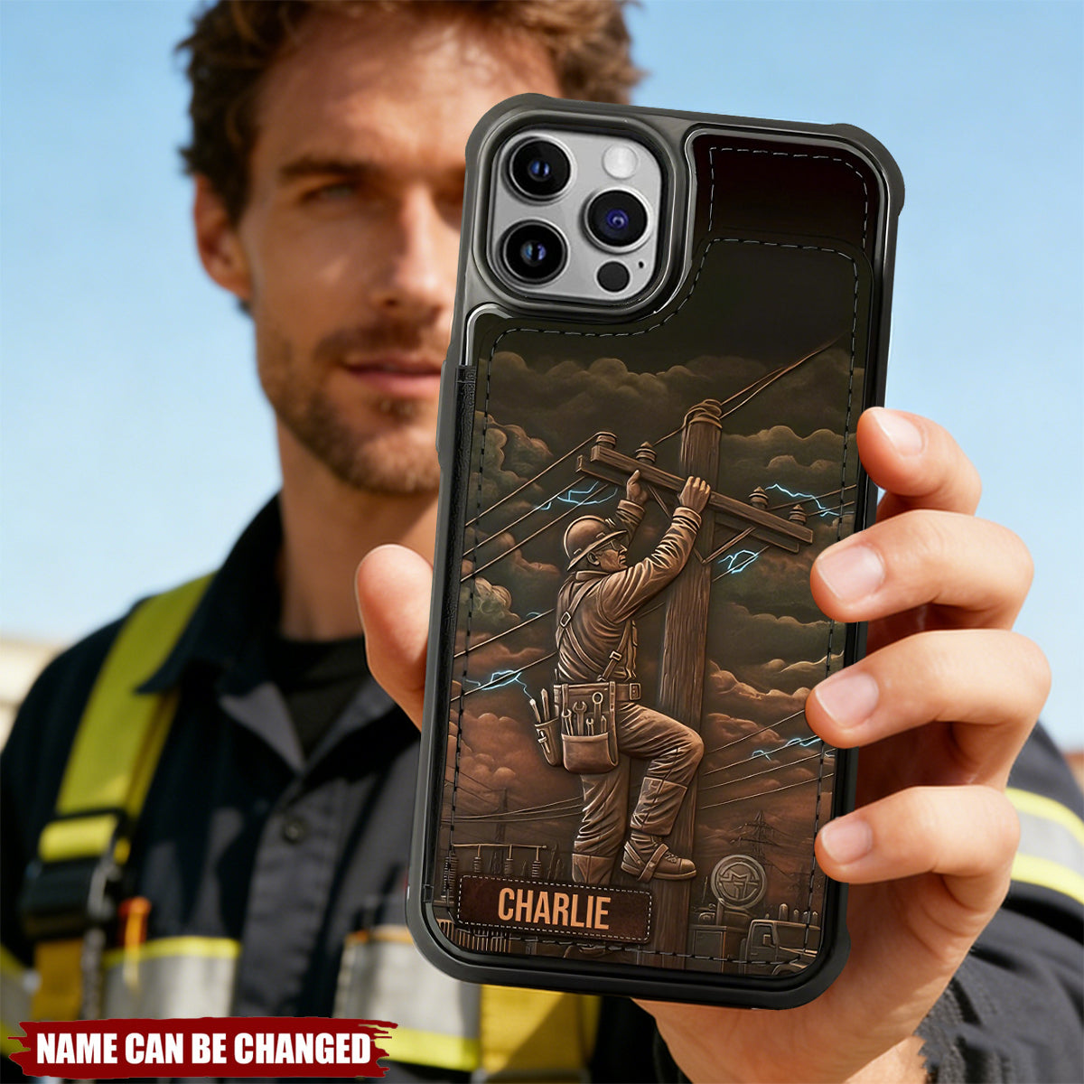 Strongest Lineman - Personalized Lineman Fully Printed Wallet Phone Case