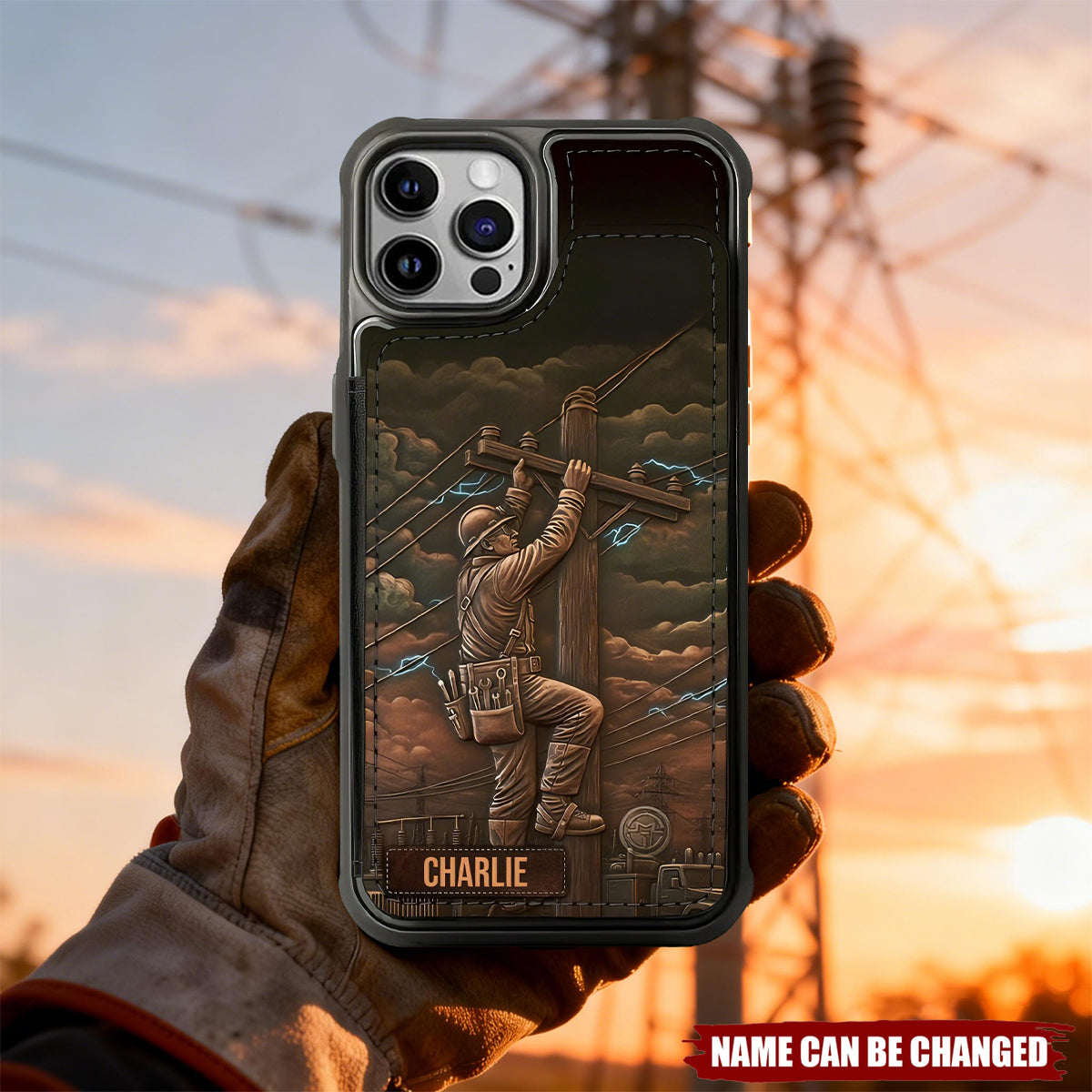 Strongest Lineman - Personalized Lineman Fully Printed Wallet Phone Case