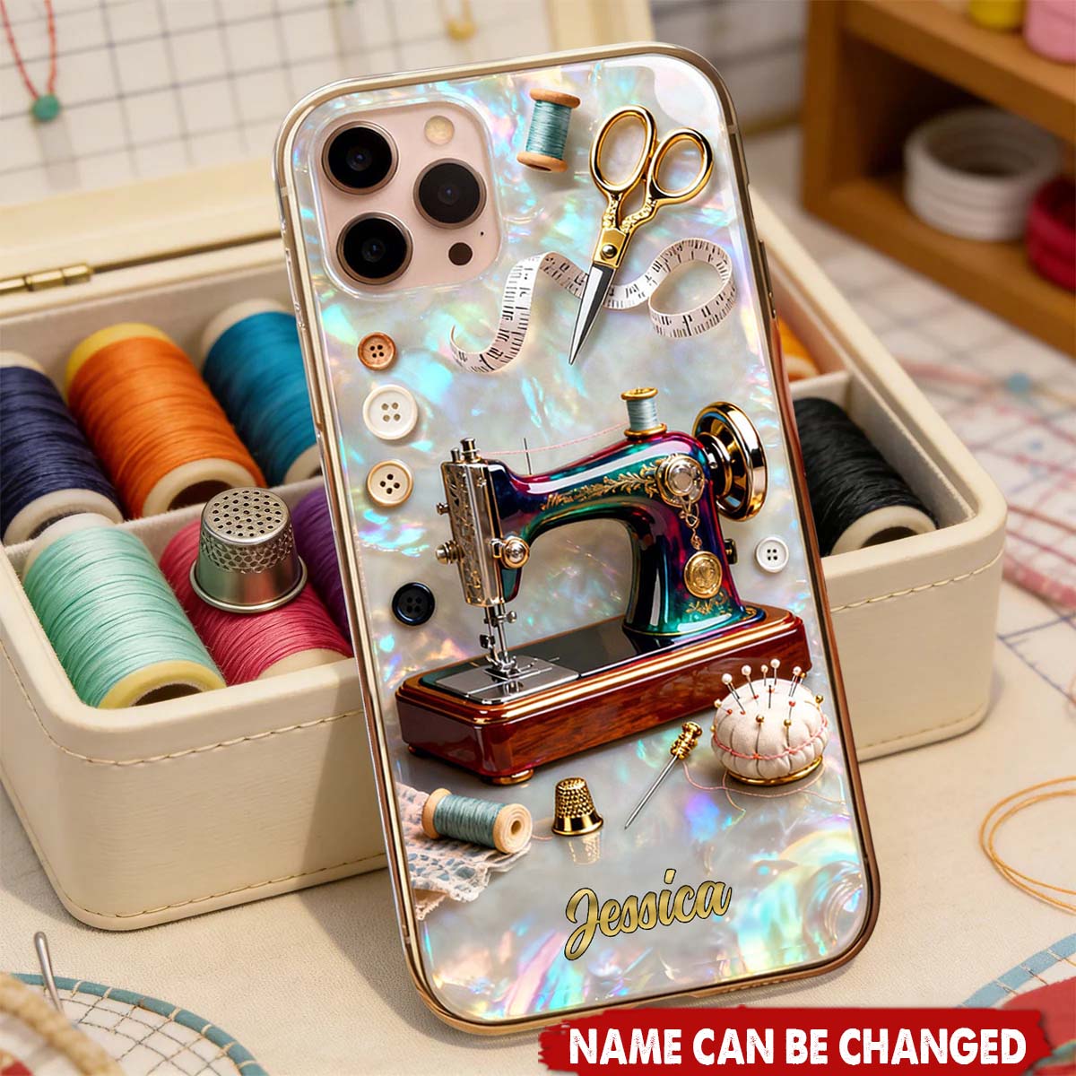 Pearlescent Effect Sewing Lover Phone Case - Personalized Gifts For Sewing Lover